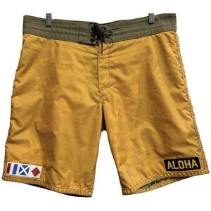 Vintage Birdwell USA Board Swim Shorts Nautical Signal Flag Patch Aloha Surf 35